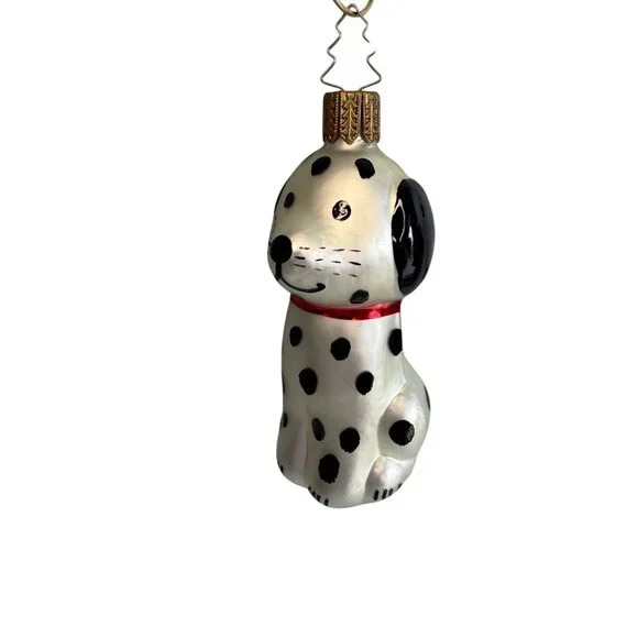 Whitehurst Dog Ornament Dalmation Glass Black White Red Collar 3.5" - Picture 6 of 6
